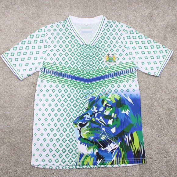 Sierra Leone Jersey Shirt Mens Large White/Green/Blue Football Soccer S/S Kit - Picture 1 of 13